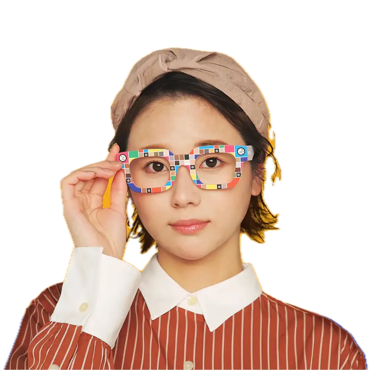 Woman with colorful glasses representing fashion technology