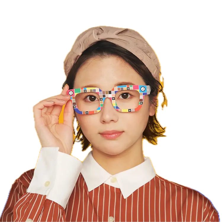 Woman with colorful glasses representing fashion technology